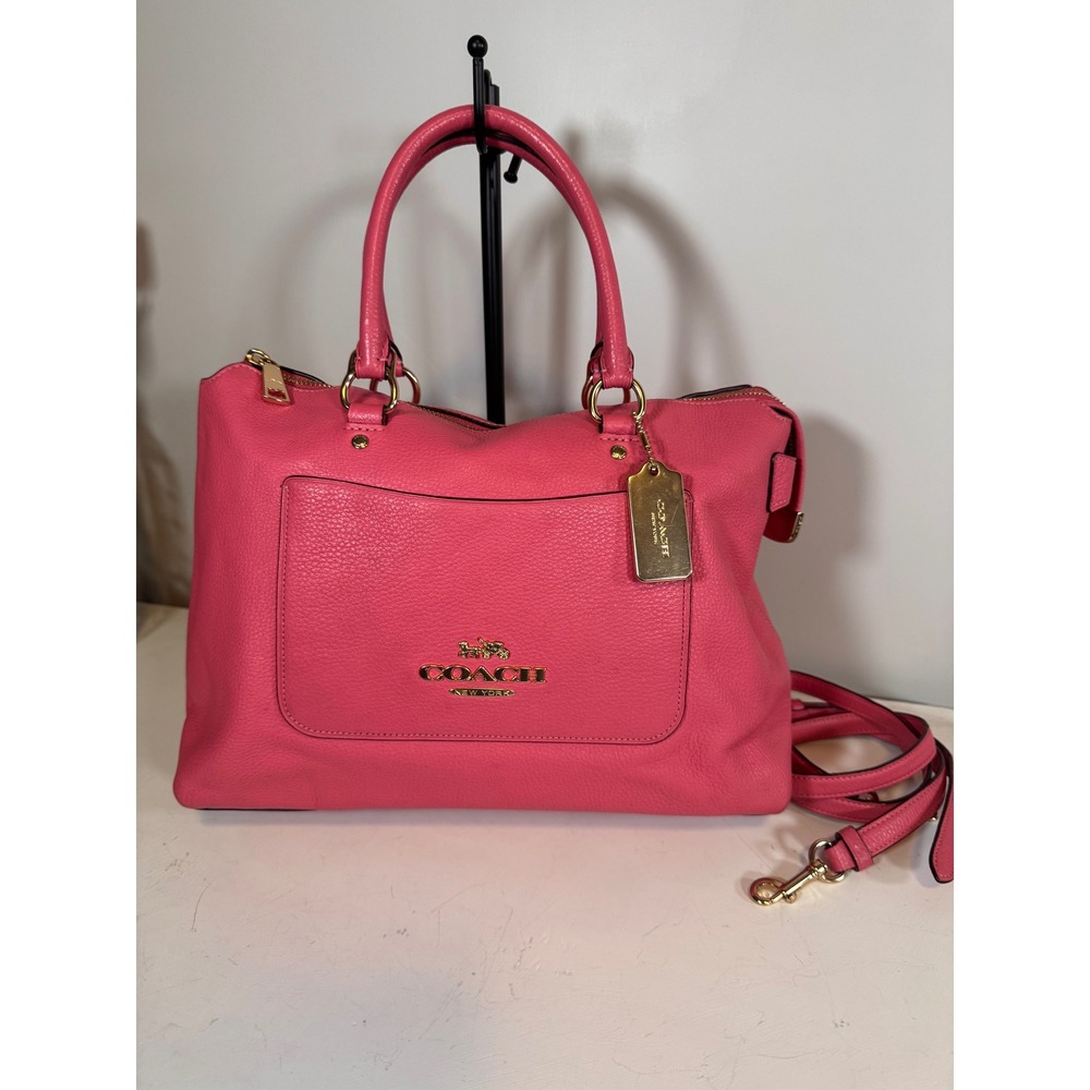Coach Emma Pink Pebbled Leather Satchel Crossbody Bag F31467